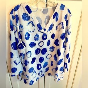 White/Blue 3/4 Sleeve Blouse NWOT 16